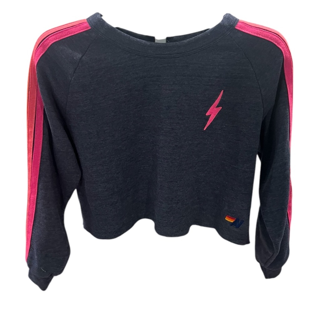 Aviator Nation Dark blue Sweatshirt with Pink Accents